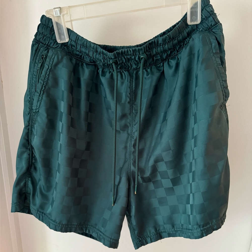 Abercrombie Green Checkered Athletic Shorts